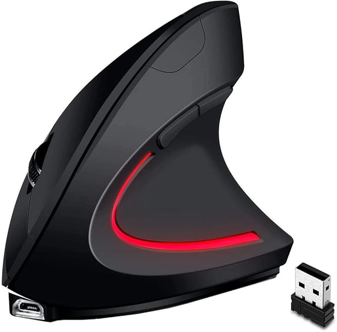 Ergonomic Wireless Mouse Unique Rechargeable Optical Vertical Mouse, 2.4G 5.0 Bluetooth Mouse Ergonomic with 6 Buttons, 800/1200/1600 DPI Wireless Mouse for Laptop,Desktop,PC,MacBook