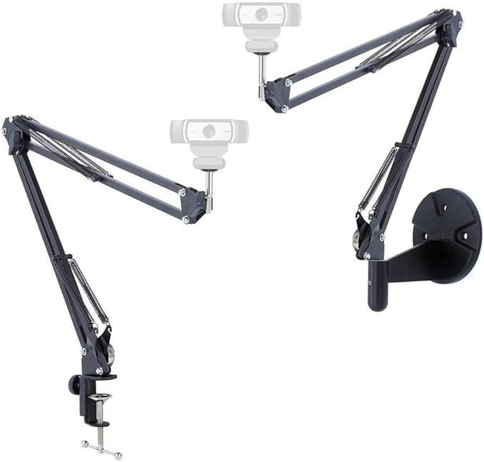 AceTaken Webcam Stand Kit, 2in1 Wall Mount and Clamp Arm Holder for Logitech C920 C920s C922x C930e C925e Brio