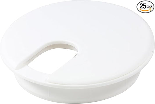 25 Pack Rok Hardware 3" (76mm) White Round Computer Desk Table Port Wire Cable Cord Organizer Hole Cover Grommet, ROKRG3WHT