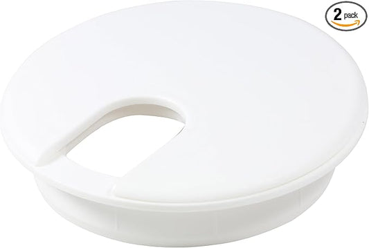 2 Pack Rok Hardware 3" (76mm) White Round Computer Desk Table Port Wire Cable Cord Organizer Hole Cover Grommet, ROKRG3WHT