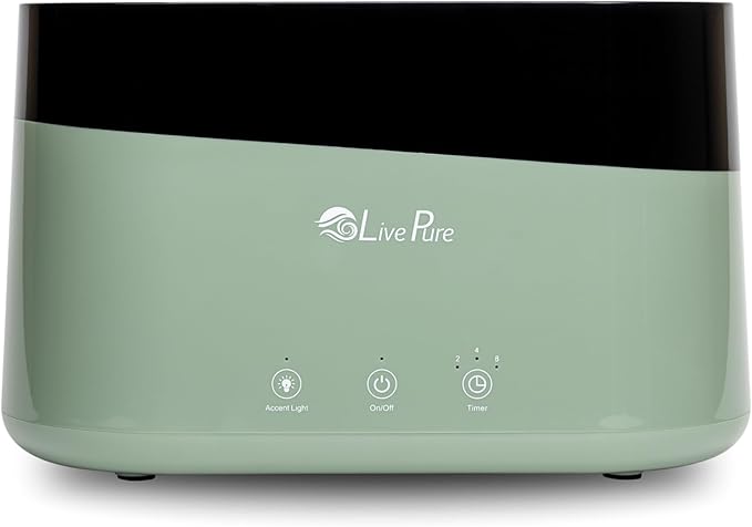 LP300HUM LivePure Aqua Flame Ultrasonic Humidifier (0.19 Gal)- Vibration Technology Humidifier with Essential Oil Diffuser – Mini Portable Cute Design for Personal Use, Dorm Rooms, & Desks - Black
