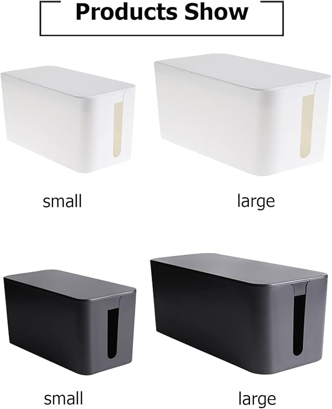 Cable Management Box,Cord Organizer Box for Home and Office System to Cover and Hide & Power Strips & Cords,Surge Protector (Large, White)