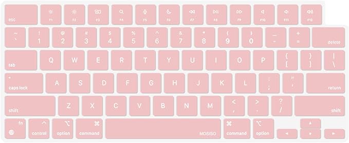 MOSISO Keyboard Cover Skin Compatible with MacBook Air 15 inch M3 A3114 M2 A2941/Air 13.6 A3113 A2681/Pro 14/16 M4 M3 M2 M1, Rose Quartz