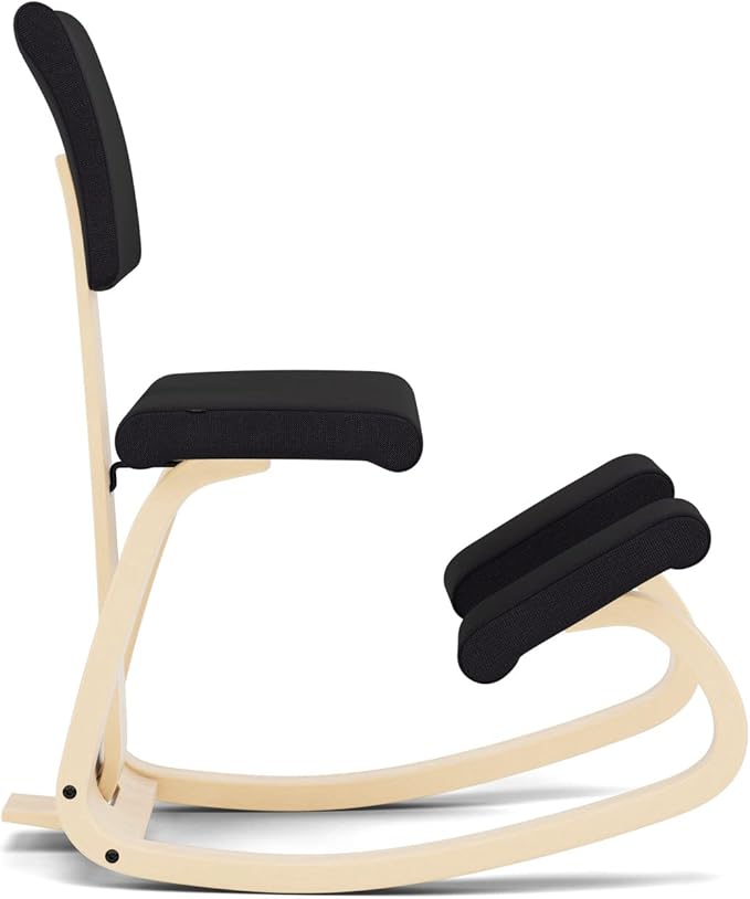 Varier Variable Plus Ergonomic Kneeling Chair with Backrest Natural/Black| Active Sitting Posture Support Home Office Desk Chair | 10 Year Guarantee