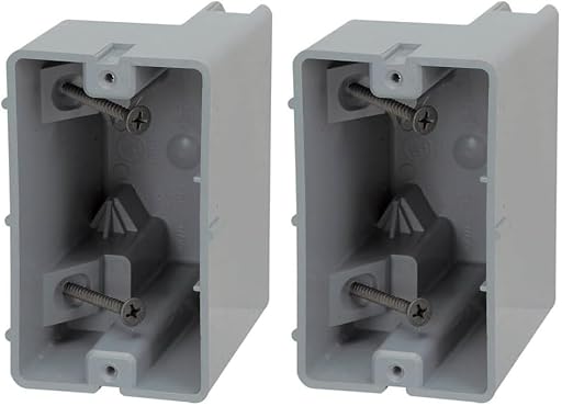 Southwire Device Box, 1 Gang, 22.5/Cu | Depth Adjustable | Heavy Duty 42lb | Gray | Pack of 2
