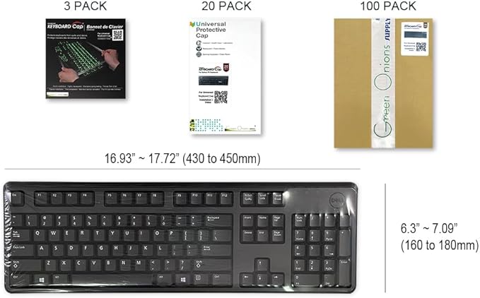 Universal Keyboard Cap [20-Pack] – Universal Fit Desktop Keyboard Cover with Numeric Keypad – Best for Hospital & Dental Use – Bulk Value Set – by Green Onions Supply