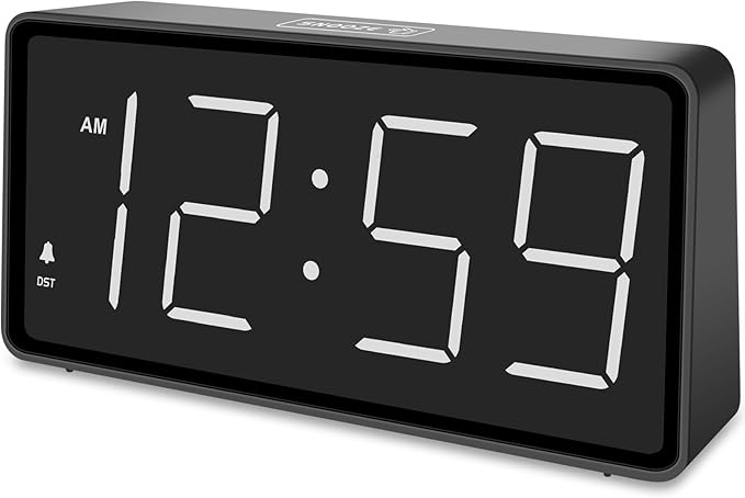Peakeep Battery Operated Digital Alarm Clock for Bedrooms Cordless - Auto/Manual Dimmer, Volume Adjustable, Large Big Numbers Display, Dual Power Supply