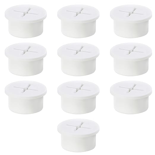 3/4" White Desk Grommet, JTemgle Flexible Cable Grommet Cross Rubber Cable Hole Cover Wire Organizer Caps Desktop Cord Management for Home Office TV Stands Tabletops, 10 Pieces