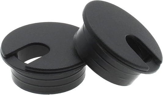 1-1/2 Inch (38 mm) U-Shaped Opening Desk Grommet 2 Pcs ABS Plastic Cable Hole Cover Cable Cord Grommet to Arrange Wires & Cords Through Computer Table/Countertops (Black)