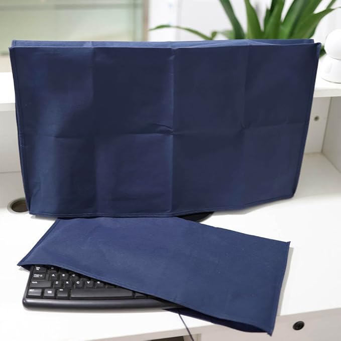 3Pcs Computer Dust Cover Set Monitor + Keyboard+ Computer Host PC Dust Proof Computer Covers Case Computer Dust Cover for Desktop PC CPU Tower Protector (27'' Monitor Set Blue)