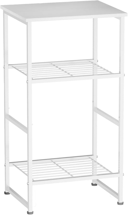 3 Tier White Printer Stand with Storage, Home Office Printer Rack with Adjustable Shelves for Shredder Fax Machine Scanner