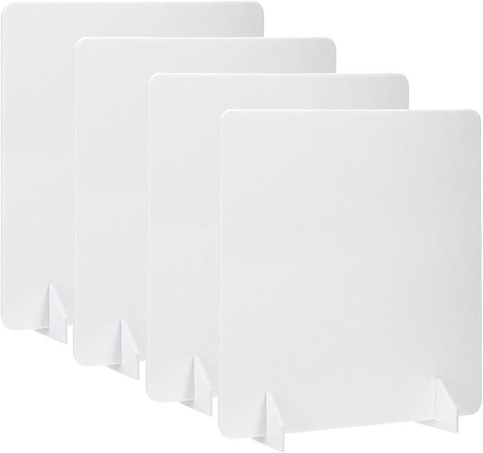 PATIKIL Desk Dividers 24" x 24", 4 Pack Desk Privacy Panel Freestanding Noise Reducing Partition Acoustic Panel with 2Pcs Support Feet for Testing Office Home Library, Pure White Style A