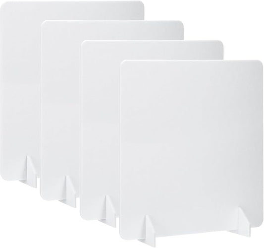 PATIKIL Desk Dividers 24" x 24", 4 Pack Desk Privacy Panel Freestanding Noise Reducing Partition Acoustic Panel with 2Pcs Support Feet for Testing Office Home Library, Pure White Style A
