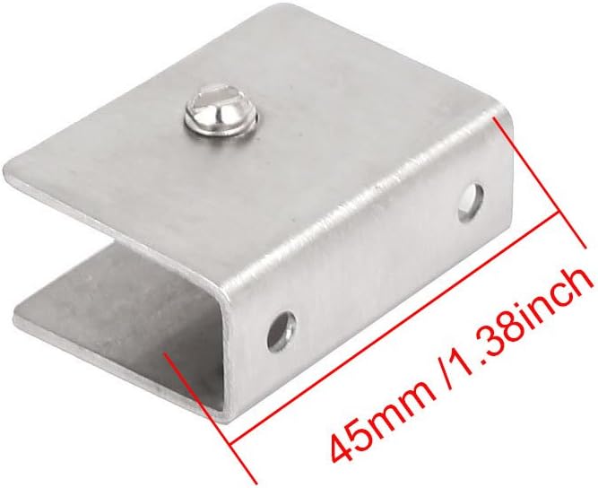 4pcs Adjustable Stainless Steel Glass Clip Clamp Shelf Holder Bracket Support Brushed Finish Flat Surface Fit for 14mm/0.56" Thickness Glass 45mm/1.38" Length (Large)