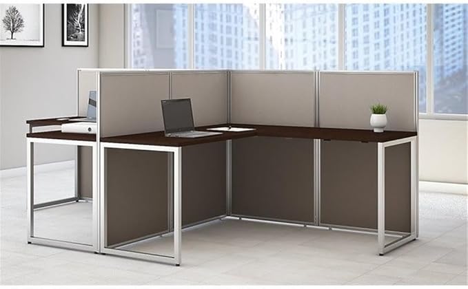 Bush Business Furniture Double Cubicle Desk with Privacy Panels | Easy Office Collection Two Person L Shaped Table | 60Dx120Wx45H