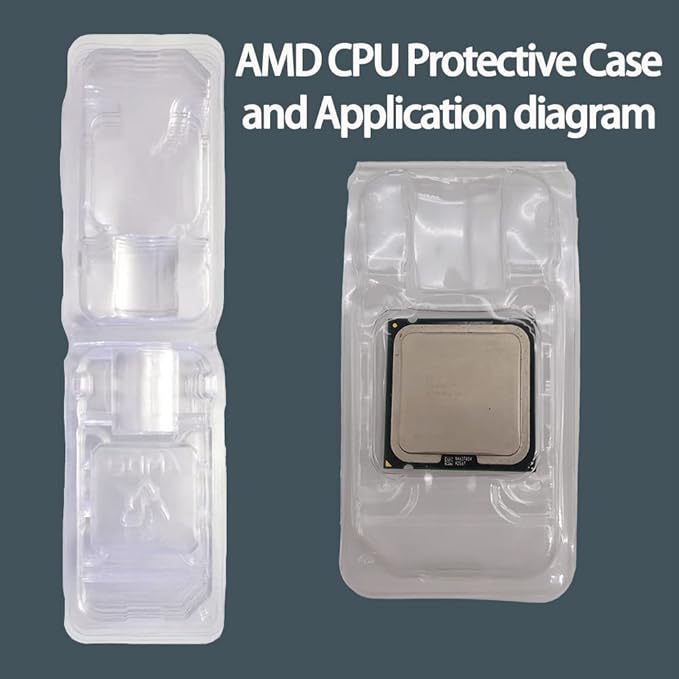 10pcs AMD CPU Protective Thicken Plastic Clamshell Case Trays Suitable with 10pcs Antistatic Bags and Labels (AMD)
