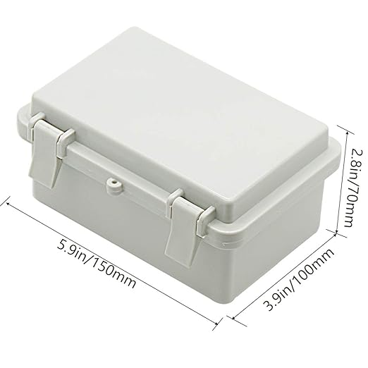 Zulkit IP65 Waterproof ABS Plastic Electrical Box - Hinged Shell, 2 Cable Glands, 5.9 x 3.9 x 2.8 inch