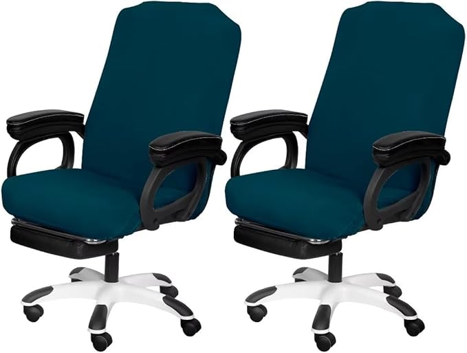 SARAFLORA Office Chair Cover, Stretchable Desk Cover Removable Computer for with Zipper Universal Spandex Rotating Anti-dust Slipcover,Sapphire, Large | 2PCS (BGYT-L2-Sapphire)