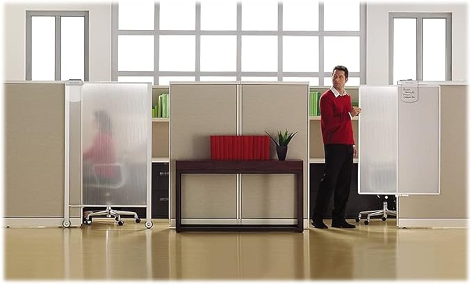 Quartet Privacy Screen, 64" x 38" Translucent Portable Wall Divider, Adjustable Height, Sturdy Aluminum Frame on Wheels, Includes Attachable White Board (WPS2000)