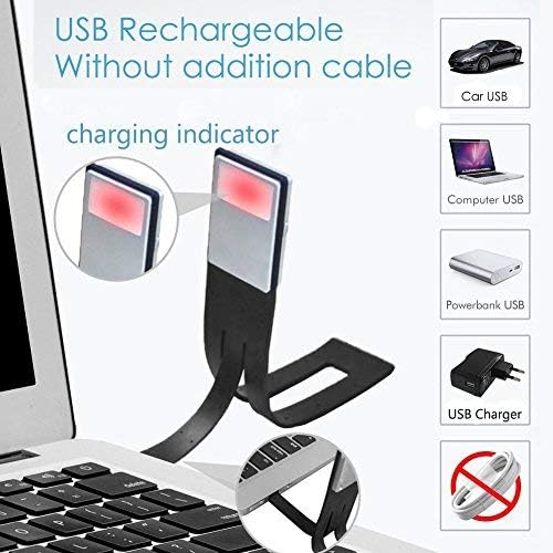 Book Light, LED Reading Lamp USB Rechargeable Flexible Night Light 4 Level Brightness 360°Adjustable Clip on Work/Desk/Bed Lights for Amazon Kindle/eBook Reader/Book/iPad