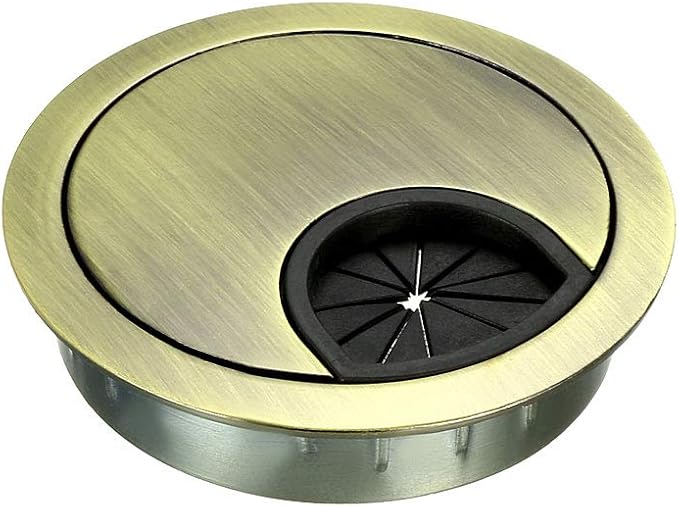 uxcell Cable Hole Cover, 2.1Inch/53mm Zinc Alloy Desk Wire Cord Cable Grommets Hole Cover for Office PC Desk Cable Cord Organizer, Bronze Tone