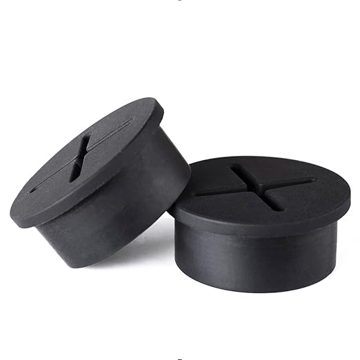 keenkee 2 PCS Cable Grommet Made of Flexible Silicone 1 Inch Desk Grommets for Table and Other Furnitures Hole Cover Cord or Wire Pass Through Black Color