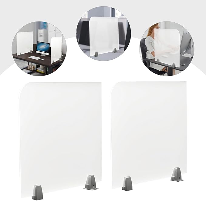 Desk Privacy Panel, Desk Divider, Desks Partition, Frosted Acrylic Desktop Privacy Panel with Stable C-Clamp for Home Office School Retail Clinic (2Pcs, 23 * 18 * 2in)