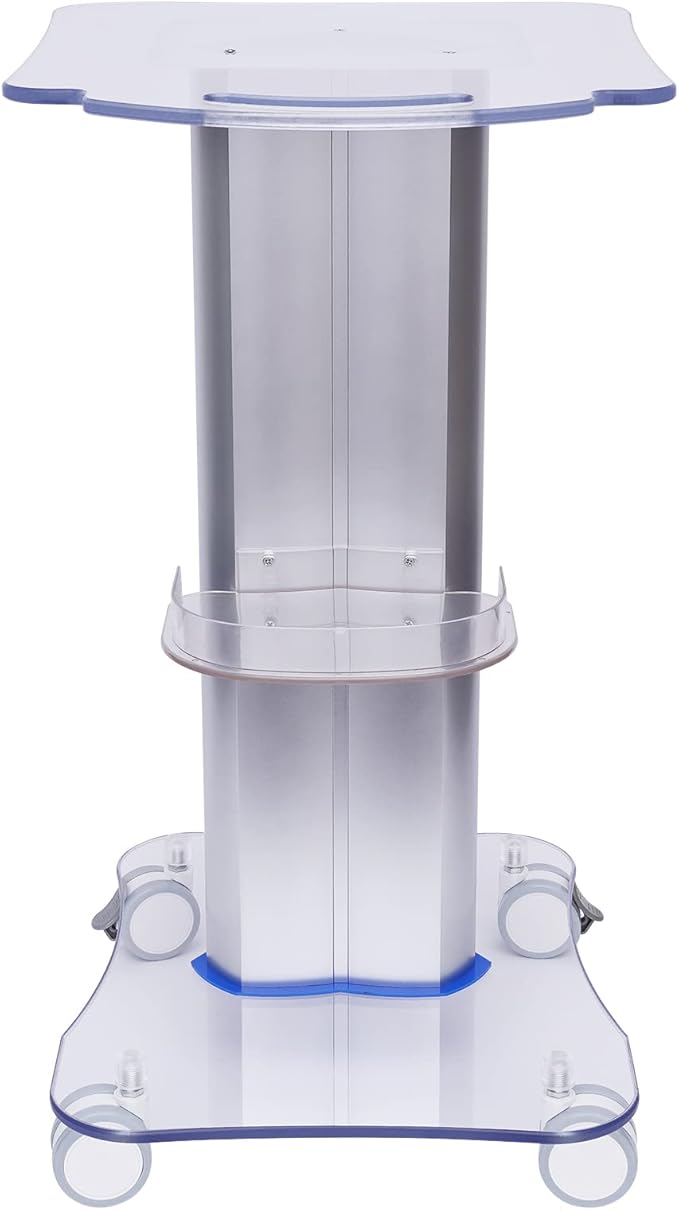 Beauty Salon Trolley Cart with Wheels, 3 Tier Esthetician Trolley Cart with Handle and Tray, Acrylic Salon Spa Rolling Stand Mobile Cart, Pedestal Cart Work Salon Station for Beauty Instrument Storage