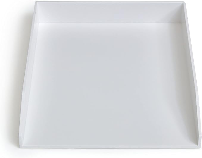 TRU RED Front‑Load Stackable Plastic Letter Tray, White – Desktop Paper Organizer for Office Files & Documents
