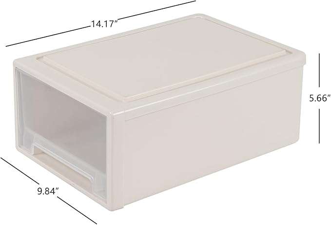 12 Quart Stacking Desktop Drawer Boxes, Plastic Storage Drawer Unit, 4 Pack