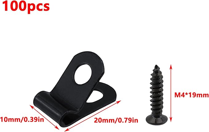 Antrader R-Type Cable Clips,3mm/0.12" Galvanized Steel Cable Management Cord Organizer with Screws,100Pcs