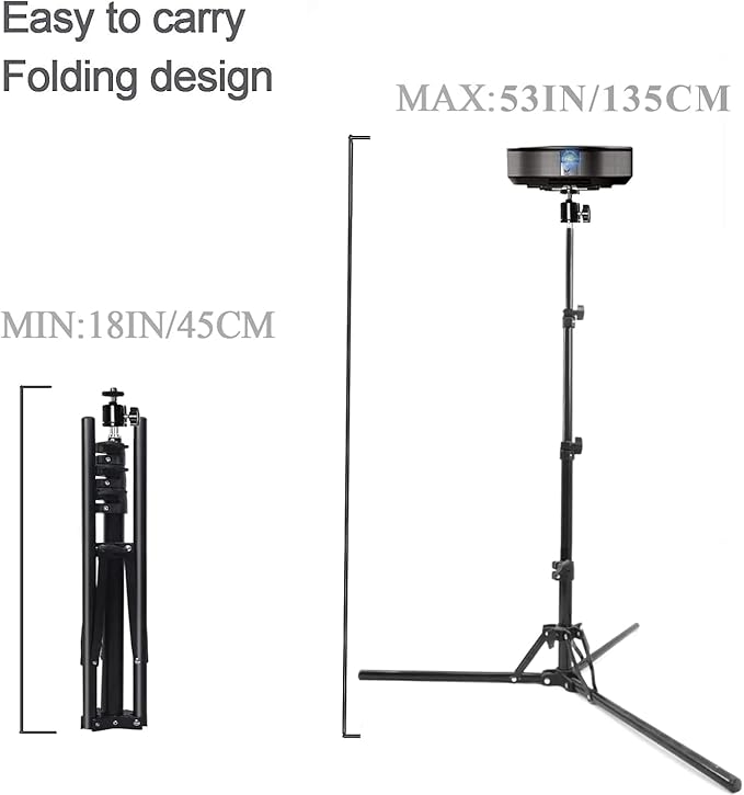 Coret Mini Projector Stand, Portable Camera Holder with 360 Rotatable Head, Adjustable Height 26-60in