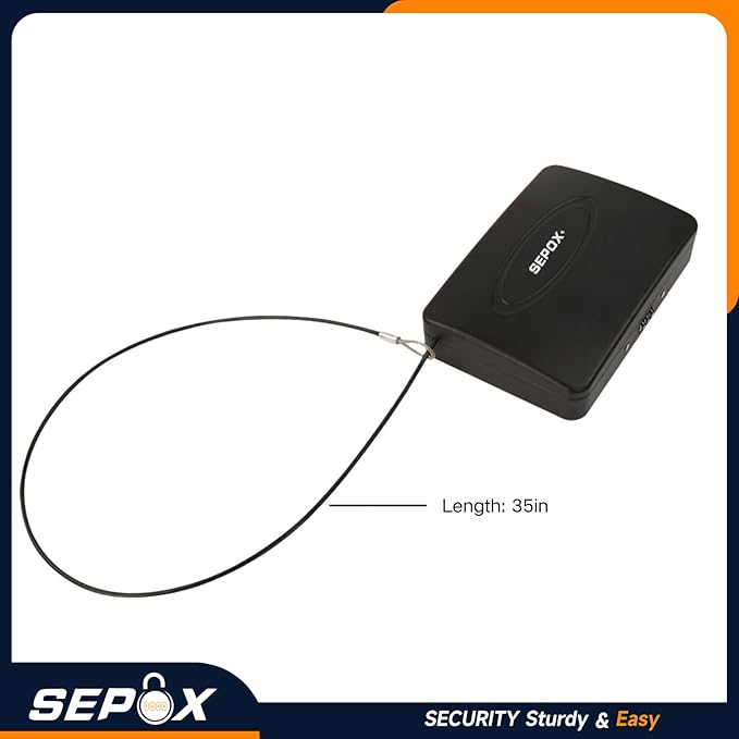 SEPOX® Water/Fire-Resistant Portable Security Case Lock Box Steel, Small Personal Travel Safe Storage Cabinet, 3-Ft Cable, Ressetable Combination Lock for Dorm, Car, Sports, Office, 2pcs Black