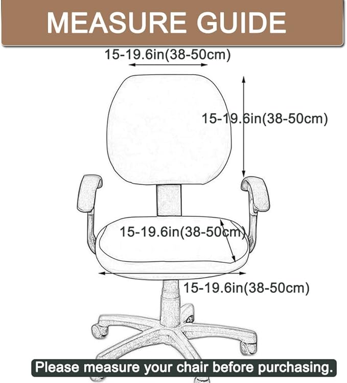 lygooh Waterproof Seat Covers Stretchable Desk Chair Cover Leather Computer Chair Slipcover Removable Washable Rotating Chair Covers for Rotating Office Chair Seat