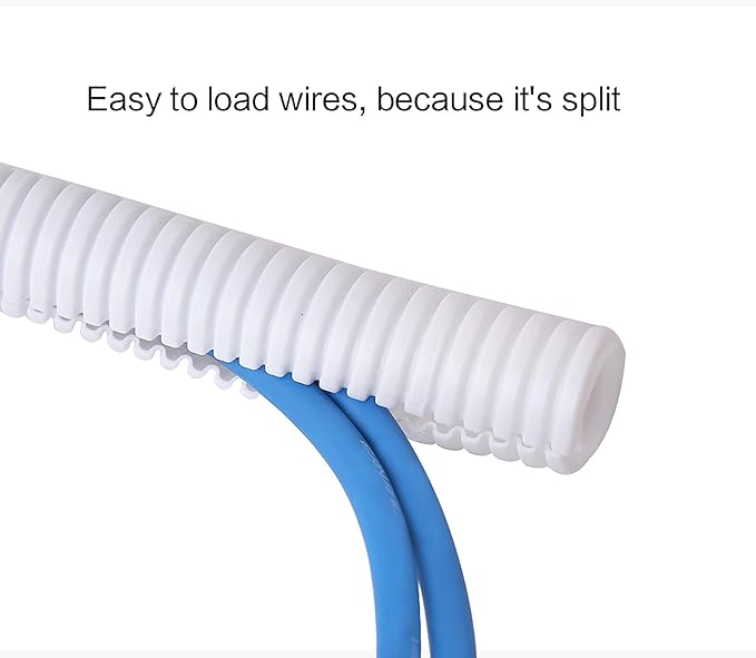 Alex Tech 25ft - 1/2 inch Split Wire Loom Tubing - White