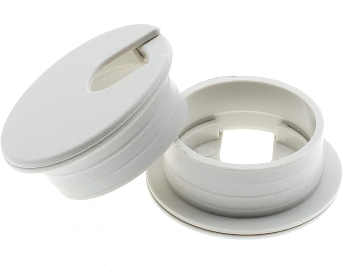 1-3/8 Inch (35 mm) U-Shaped Opening Desk Grommet 2 Pcs ABS Plastic Cable Hole Cover Cable Cord Grommet to Arrange Wires & Cords Through Computer Table/Countertops (White)
