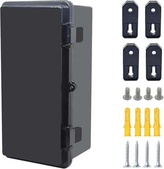 Junction Box, Hinged Black Cover IP67 Waterproof ABS Project Box with Mounting Plate Electrical Box Enclosure with Wall Bracket 10.6 x 5.1 x 4.3inch(270x130x110mm)