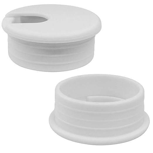 Litoexpe 2 Pcs White Desk Cord Grommets 1-3/4 Inch, Plastic Grommet Cable Hole Cover for Office Equipment, Computer Desk Wires