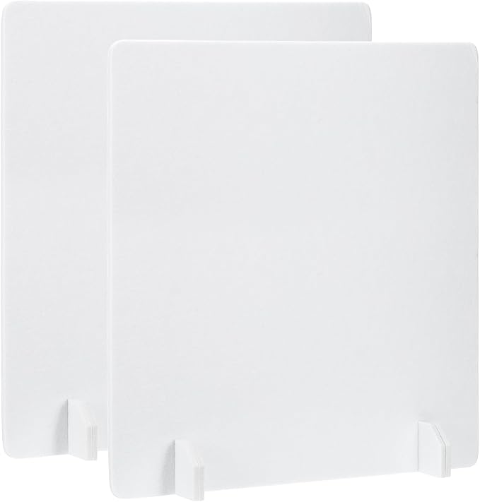 PATIKIL Desk Dividers 24" x 24" 2 Pack Desk Privacy Panel Freestanding Noise Reducing Partition Acoustic Panel with 4Pcs Support Feet for Testing Office Home and Library Pure White Style C