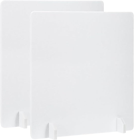 PATIKIL Desk Dividers 24" x 24" 2 Pack Desk Privacy Panel Freestanding Noise Reducing Partition Acoustic Panel with 4Pcs Support Feet for Testing Office Home and Library Pure White Style C