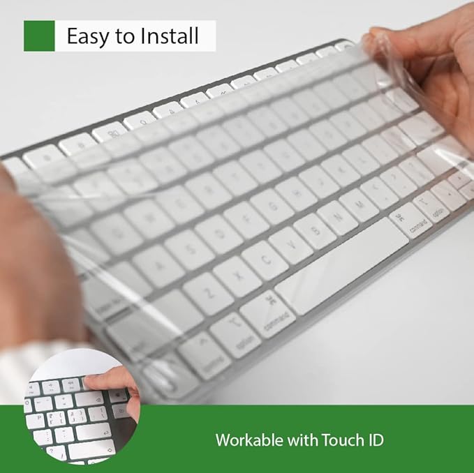 Universal KeyboardCap. Fully Covered Flat Style 0.025mm Waterproof Anti-Dust Desktop Keyboard Cover with Numeric Hospital/Dentist Use (for Magic Keyboard Without Numeric Keypad)