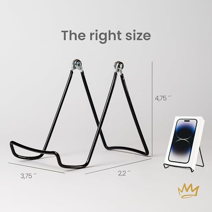 KINGDOM SOLUTIONS MADE IN USA 6-Pack Adjustable Black Metal Easels - Book Stand - Sturdy Plate Stand for Art, Pictures, Books, Frames - Unique on the Market