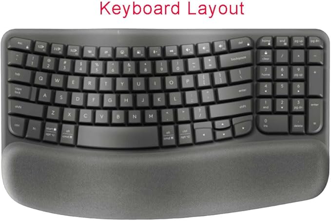 Silicone Keyboard Skin Cover Compatible for Logitech Wave Keys Wireless Ergonomic Keyboard & Logitech Wave Keys MK670, Clear
