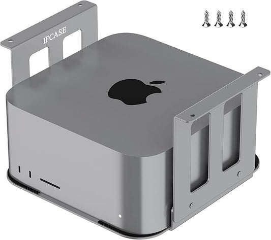 IFCASE Aluminum Under Desk Mount for Mac Studio M4 M3 M2 M1 Max, Ultra with Anti-Scratch Pad (Silver)