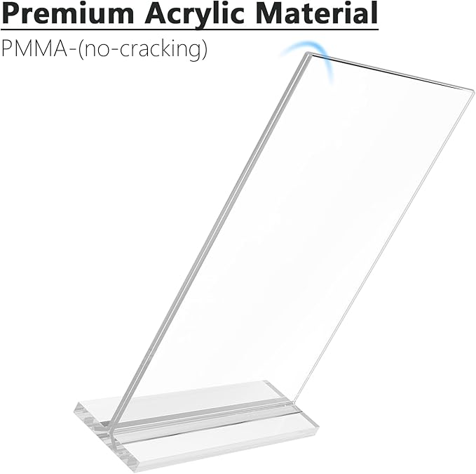 MaxGear Acrylic Sign Holder 8.5x11 Inches 10 Pack, Double Sided Clear Display Stand Table Top Paper Holder, Vertical Menu Flyer Stand, Plastic Frame for Stores, Restaurants, Hotels, Office