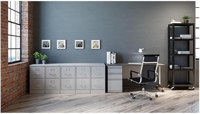 Pemberly Row 25" 2-Drawer Metal Filing Cabinet, Letter Width, Vertical Design, Gray Finish, Commercial Grade Steel Construction, Locking Drawers, Ball-Bearing Slides, Office Storage Solution