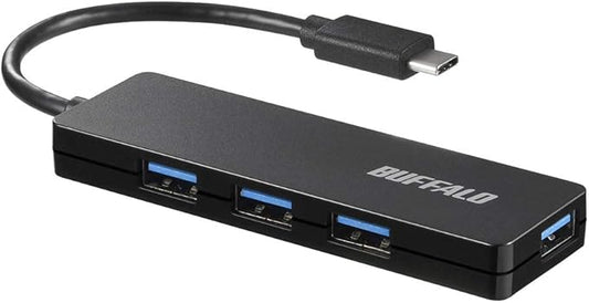 Buffalo USB HUB PS5 iMac MacBook Air/Pro Compatible with TypeC USB3.1 Gen1 4 Port Bus Power Black Slim Design Lightweight Remote Telework Home Work BSH4U125C1BK