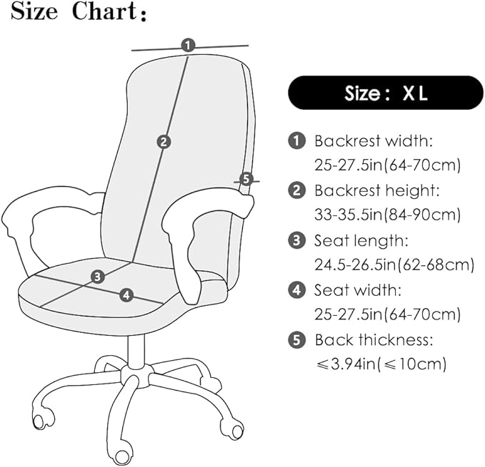 FORCHEER XL Velvet Office Chair Cover with Arms Black Stretch Executive High Back Computer Chair Slipcover 1 Piece Washable Removable