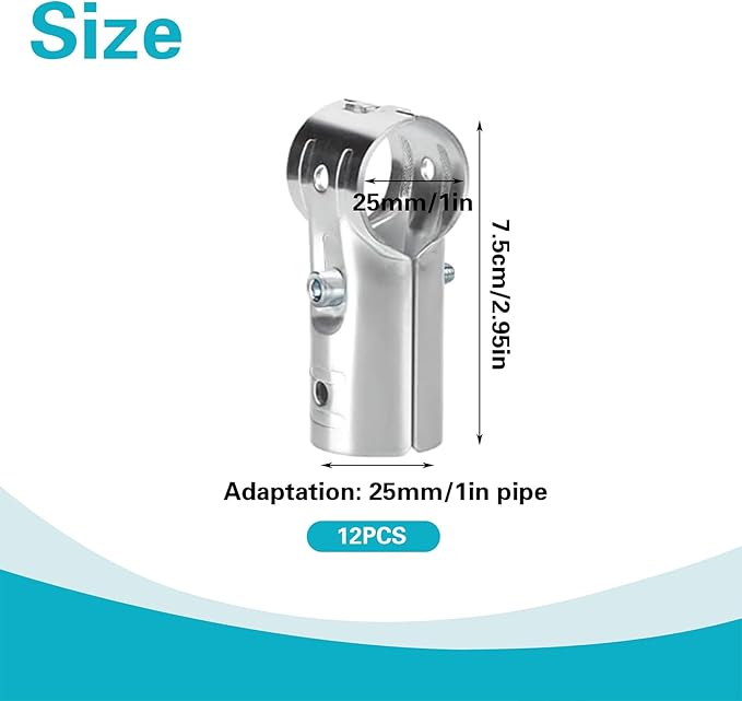 12 Pack 1 Inch T Pipe Clamps, Heavy-Duty Galvanized Steel T Pipe Connectors with Bolts and Nuts, Chain Link Fence End Rail Clamps Fit for Metal Pipe OD 1 Inch, for Fence Handrail Shelf Set-Ups
