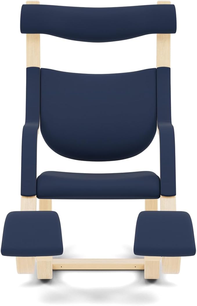 Varier Gravity Balans Recliner and Kneeling Chair Designed by Peter Opsvik, Relax Into Weightlessness, 10-Year Limited Warranty, Blue Revive Fabric with Natural Ash Base